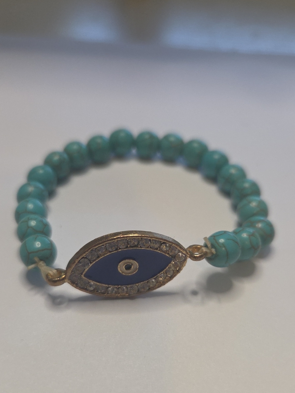 Turquoise Beaded Evil Eye Stretch Bracelet - Women's Jewelry